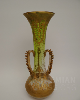 váza s 3 uchy - nabíhané sklo - reliefní zlato