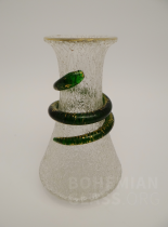 váza Eisglas mit grün Schlange und blank Golddecor
