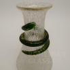 váza Eisglas mit grün Schlange und blank Golddecor