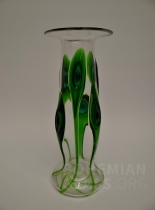 váza Kristal mit olivgrün und aquamarin Auflagen