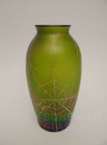 váza irizované sklo - malba pavučina