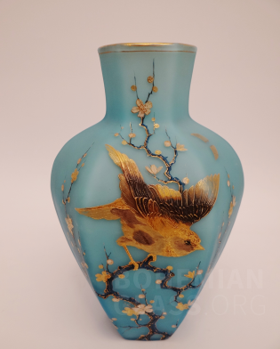váza vrstvené sklo - japonizující malba
