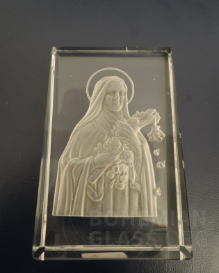 destička lisované sklo Panna Marie