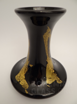 váza černé sklo a lá Loetz ophir