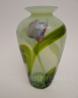 váza Opal verlaufend mit grünen Blattern