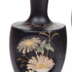 váza Bazaltové sklo - florální dekor