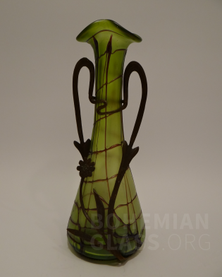 váza "Green Veined" s kov. montáží
