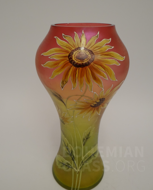 váza irizované sklo - slunečnice