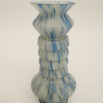 2 vázy - brok.sklo - šedo-modro-bílá