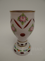 váza vrstvené, broušené a malované sklo