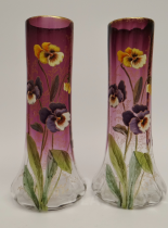 2 vázy nabíhané sklo - malba macešky