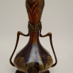 váza v bronzové montáži - vrstvené sklo - česaný dekor
