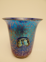 váza Cobalt Papillon "Art Deco" s natavenými motýly