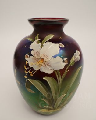 váza irizované sklo - florální malba - DEK ?