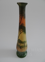 váza vrstvené leptané a malované sklo