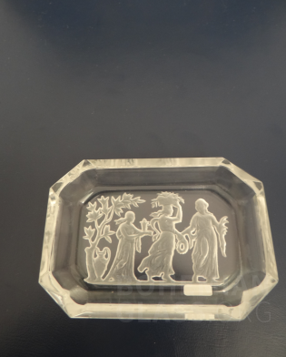 miska lisované sklo - 3 antické postavy