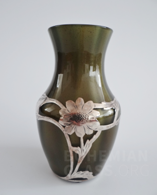 váza braun Metallin se stříbrnou galvanoplastikou